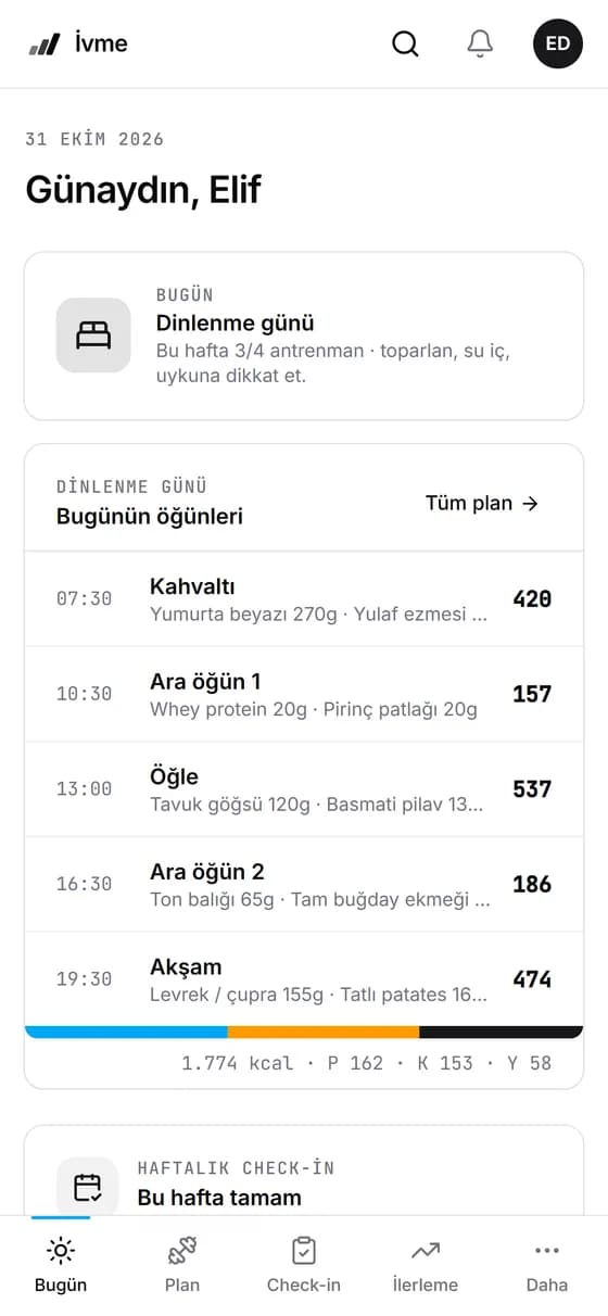 Öğrencinin telefonundaki Bugün ekranı